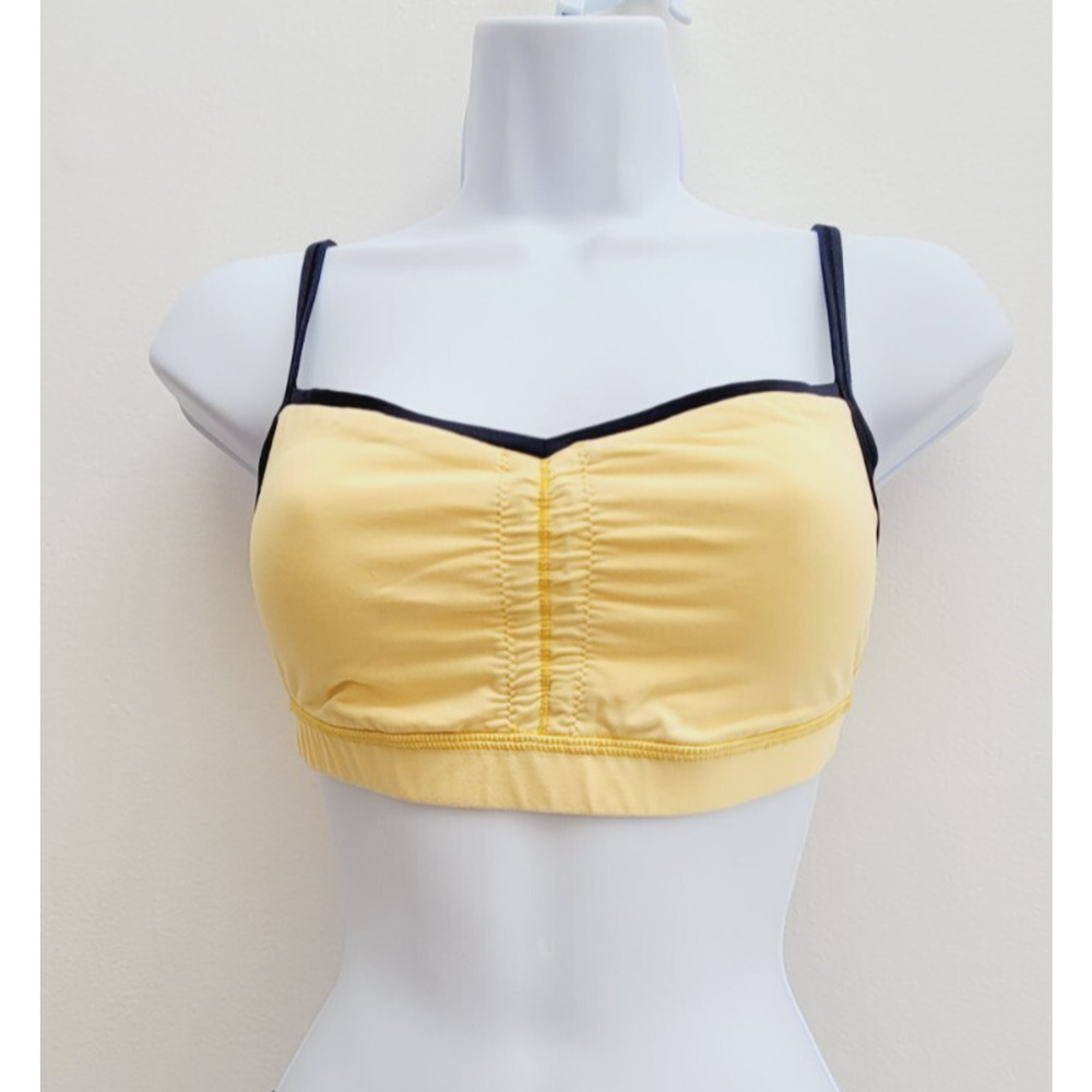LULULEMON PIROUETTE RA BURNING YELLOW SUMMER BEACH WORK OUT SPORT BRA Sz S